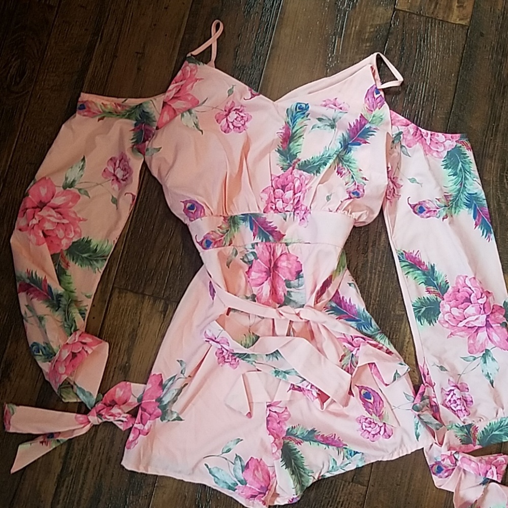 Floral/Feather Romper